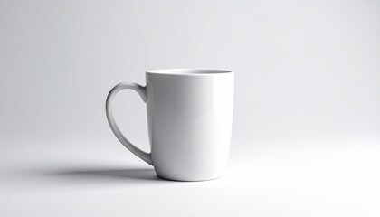 Fototapeta premium Plain white mug on white background; studio lighting
