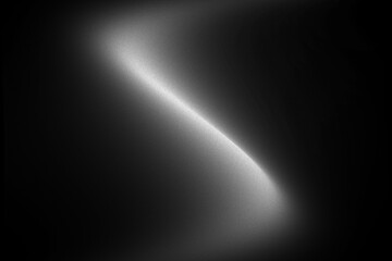 Bright Overlay Light Leak White Light Curve on Black Textured Background with Grain abstract
