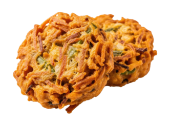 Two indian onion fritters transparent background cutout png
