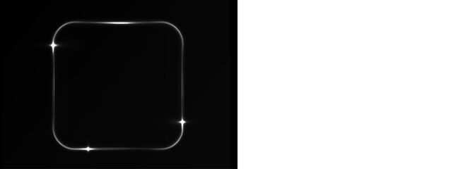 Png White Neon Square Frame PNG Overlay on transparent background