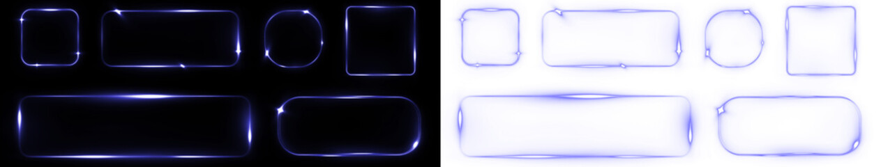 Png Futuristic Blue Neon Glass Frame PNG Overlay on transparent background