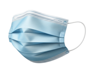Blue disposable face mask transparent background cutout png