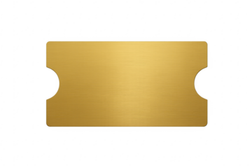 Golden ticket template with brushed metal texture and transparent background