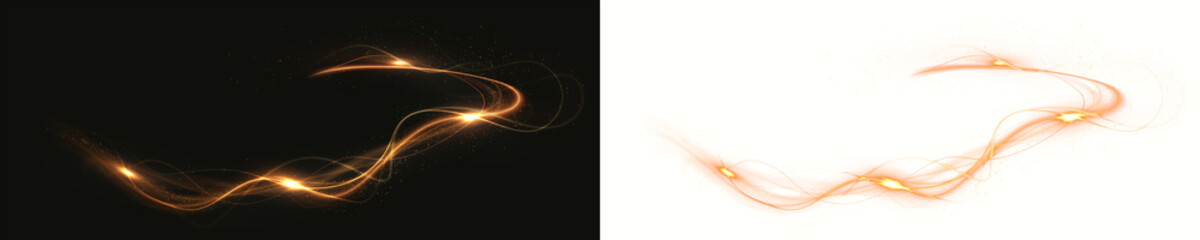 Png Golden Swirl Light Trail Overlay PNG on transparent background © Виктория Проскурина