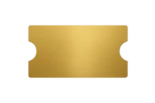 Golden ticket template with brushed metal texture and transparent background