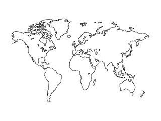 World map outline simple vector illustration geography