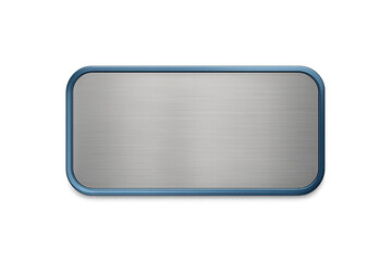 Blank metal sign with blue frame on transparent background