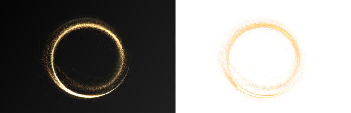 Png Golden Sparkly Ring Overlay PNG on transparent background
