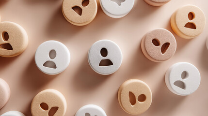 Button tokens with person icon in a circle — symbols for accounts, profiles and user IDs for IT, HR and UX materials.