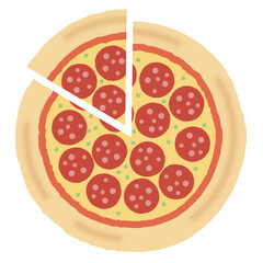 Vector illustration of pizza with pepperoni