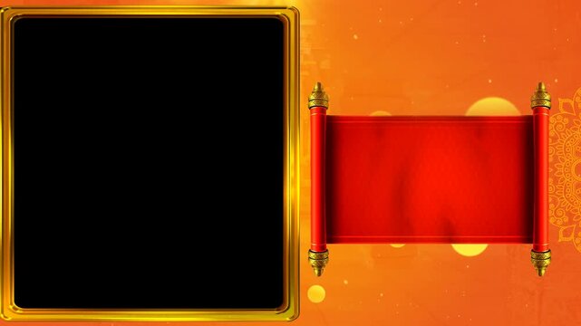 Vertical Golden Frame & Red Scroll Video Template for Invitations