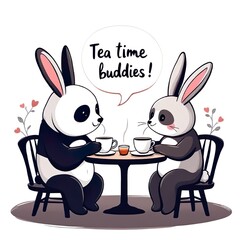 Panda and Bunny Tea Time