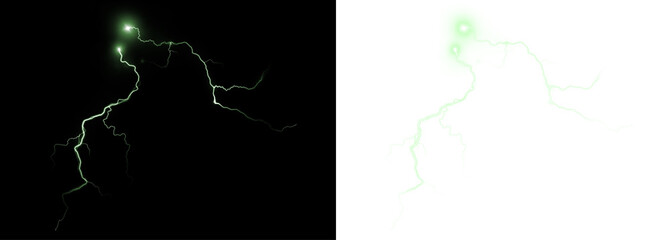 Png Green Branching Lightning Bolt PNG Overlay on transparent background