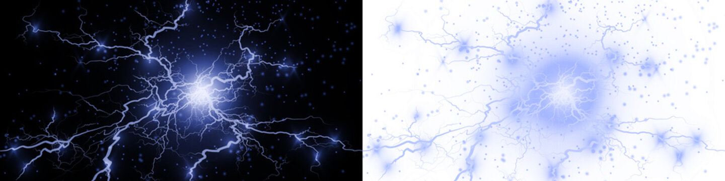 Png Blue Electric Lightning Fractal PNG Overlay on transparent background