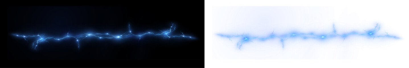 Obraz premium Png Blue Electric Lightning PNG Overlay on transparent background