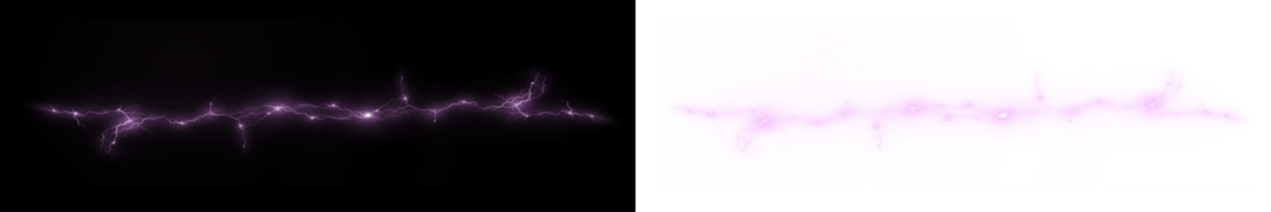 Obraz premium Png Purple Lightning Branching PNG Overlay on transparent background