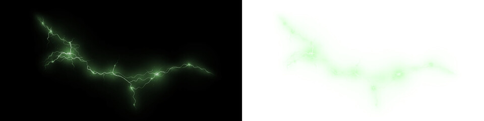 Png Green Branching Lightning PNG Overlay on transparent background