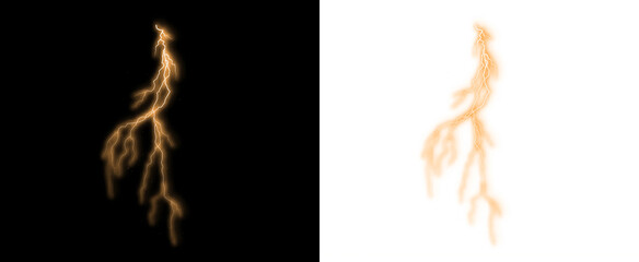 Png Golden and Orange Branching Lightning Overlay PNG on transparent background