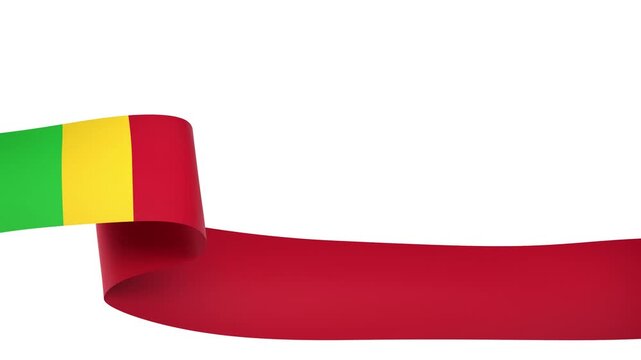 Waving Mali Flag Ribbon on White Background with Alpha