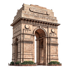 India Gate isolated on transparent background. PNG.