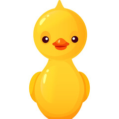 Adorable Yellow Cartoon Duckling Front View with Simple Design and Transparent Background Ideal for Childrens Themes