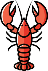 Simple Lobster Outline Vector Illustration for Logo or Tattoo