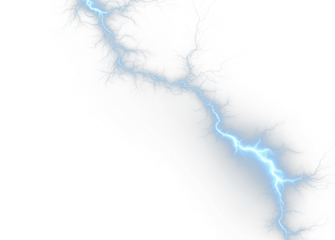 Blue lightning arcs fork across the night sky, releasing raw power. Sparks illuminate hidden clouds. The storm is a spectacle of energy. PNG