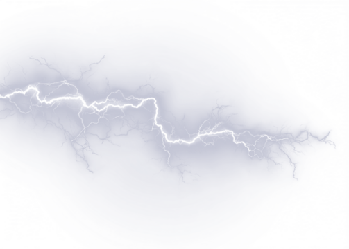 Sudden thunderbolts flash across a stormy night sky. Sparks fly chaotically in all directions. The scene captures nature’s raw energy beautifully. PNG