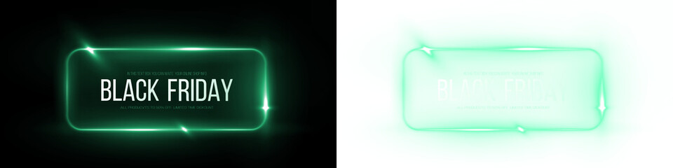 Png Neon Black Friday Text Banner — Glowing Green PNG Overlay on transparent background