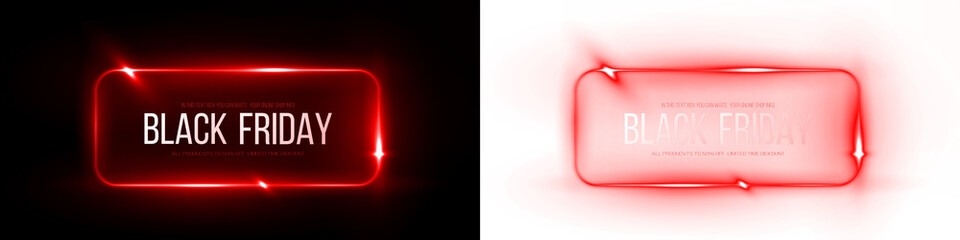 Png Neon Black Friday Banner — Glowing Red Frame PNG Overlay on transparent background