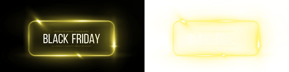 Png Neon Black Friday Text Banner — Glowing Yellow PNG Overlay Design on transparent background