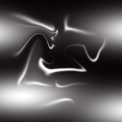 Abstract monochrome fluid motion with glowing light trails and ethereal swirling energy forms