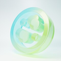 Frosted glass Petri dish with bacteria icon isolated on white background. Minimalism concept. 3D render illustration