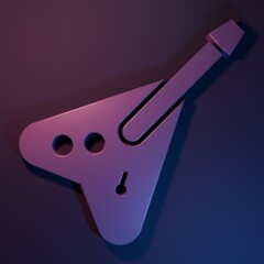 Purple Electric bass guitar icon isolated on purple-blue background. Minimalism concept. 3D render illustration