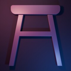 Purple Chair icon isolated on purple-blue background. Minimalism concept. 3D render illustration