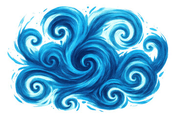 Fototapeta premium Blue water waves whirlpool creating abstract ocean splash pattern on transparent background