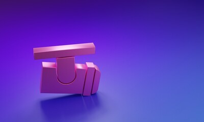 Pink Led track lights and lamps with spotlights icon isolated on purple-blue background. Minimalism concept. 3D render illustration