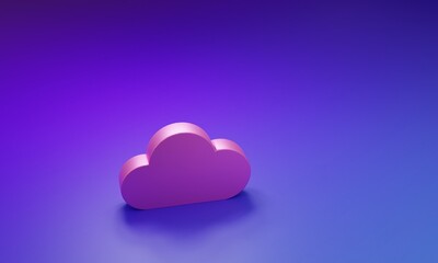 Pink Music streaming service icon isolated on purple-blue background. Sound cloud computing, online media streaming, online song, audio wave. Minimalism concept. 3D render illustration