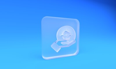 Frosted glass Target financial goal concept icon isolated on blue background. Symbolic goals achievement, success. Square frosted glass button. 3D render illustration