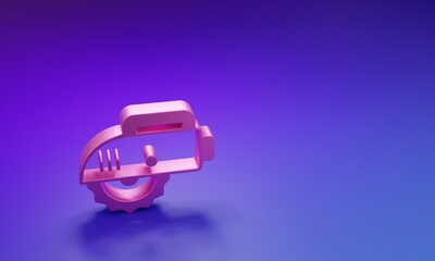 Pink Electric circular saw with steel toothed disc icon isolated on purple-blue background. Electric hand tool for cutting wood or metal. Minimalism concept. 3D render illustration
