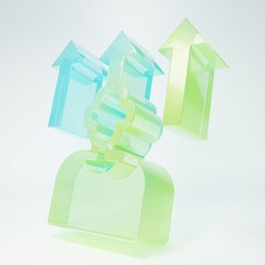 Frosted glass Football or soccer player icon isolated on white background. Minimalism concept. 3D render illustration