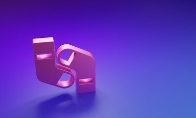 Pink Socks icon isolated on purple-blue background. Minimalism concept. 3D render illustration