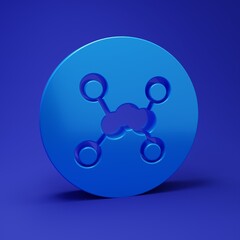 Blue Chemical formula icon isolated on blue background. Abstract hexagon for innovation medicine, health, research and science. Minimalism concept. 3D render illustration