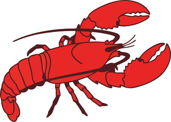 simple lobster shape in vector flat style, bold outlines.