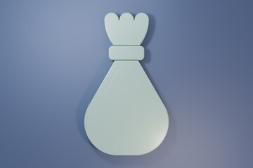Grey Garbage bag icon isolated on purple-blue background. Minimalism concept. 3D render illustration