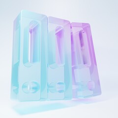 Frosted glass Office folders with papers and documents icon isolated on white background. Office binders. Archives folder sign. Minimalism concept. 3D render illustration