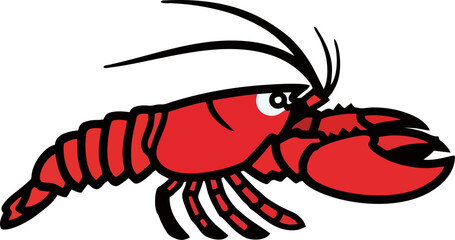 Stylized Lobster Outline Drawing in Minimalist Vector Form