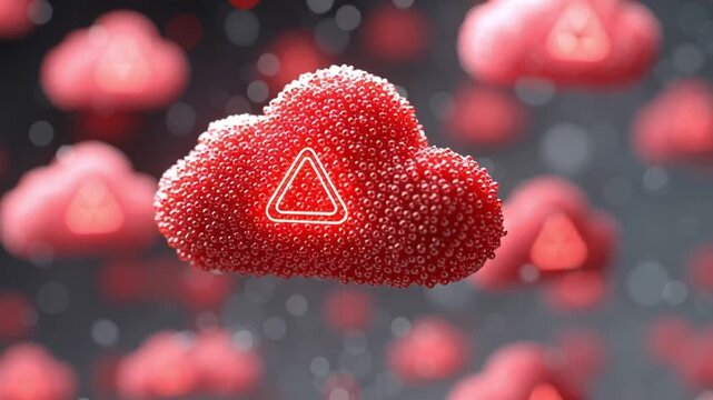Cloud system failure warning with red alert symbol on digital cloud shape representing data error and network disruption in technology environment showing system failure risk and error