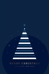 A premium classic card on dark blue background rich, textured paper with text - MERRY CHRISTMAS. and Merry christmas red background gold christmas element