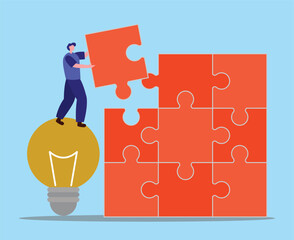 problem solving concept . Problem and solution solving to look ideas. people working concept with puzzle piece